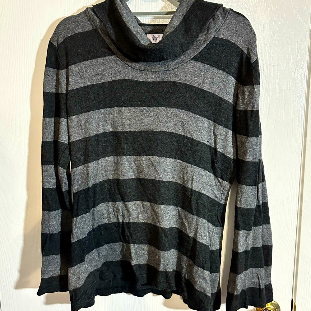 Cowl Neck Charcoal and Gray Sweater by Nine & Co
